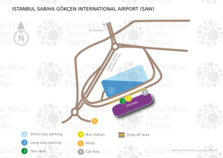 Carte du terminal et de l'aeroport Sabiha Gökçen (SAW)